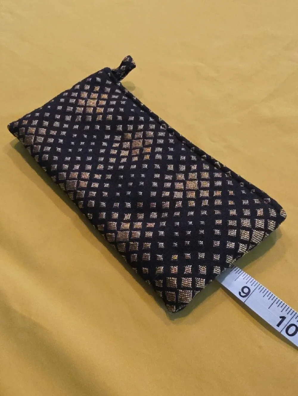 NWOT - 1154 Lill Studio Custom Unique Fabric Pouch Clutch Black Gold Geometric